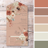 Invitation Tout En Un Boho Peach & Rust Floral & Feather Peach Diner