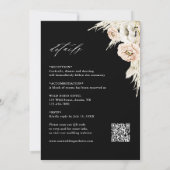 Invitation Tout en un Boho Protea Pampas Grass Mariage noir (Dos)