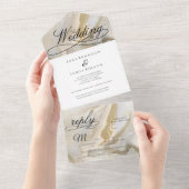 Invitation Tout En Un Boho Romantic Calligraphie Le Mariage (Déchirure)