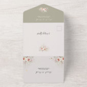 Invitation Tout En Un Boho rose floral rustique avec Mariage RSVP (Dehors)
