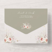 Invitation Tout En Un Boho rose floral rustique avec Mariage RSVP (Verso)