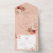 Invitation Tout En Un Boho Rust Fall Floral on Peach No Dinner (À l'intérieur)