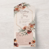 Invitation Tout En Un Boho Rust & Neutral Fall Floral Crème Dîner (À l'intérieur)