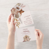 Invitation Tout En Un Boho Rust Terracotta séché Fan Fleurs Mariage Tous (Déchirure)