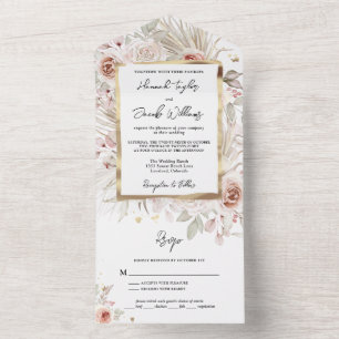 Invitation Tout En Un Boho Rustic Floral avec Mariage RSVP