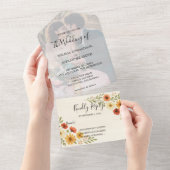 Invitation Tout En Un Boho rustique aquarelle mariage photo florale (Déchirure)