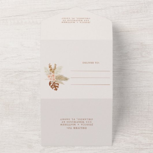 Invitation Tout En Un Boho Rustique automne fleurs Mariage automne (Dehors)