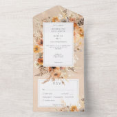 Invitation Tout En Un Boho Rustique Automne Pêche & Rust Dîner Floral (À l'intérieur)