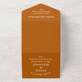 Invitation Tout En Un boho rustique brûlé mariage orange (Dehors)