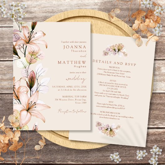 Invitation Tout en un Boho Rustique Floral Mariage de automne