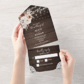 Invitation Tout En Un Boho Rustique Lumières de Chaîne de Fleurs Neutres (Déchirure)