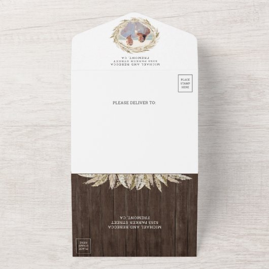 Invitation Tout En Un Boho Rustique Pampas Grass Wreath Grange Mariage e (Dehors)