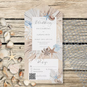 Invitation Tout En Un Boho Sand Tan Beach Code QR rustique