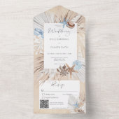 Invitation Tout En Un Boho Sand Tan Beach Code QR rustique (À l'intérieur)