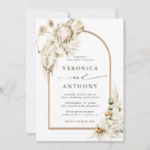 Invitation Tout en un Boho sauvage Protea Pampas Mariage en h (Devant)