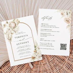 Invitation Tout en un Boho sauvage Protea Pampas Mariage en h
