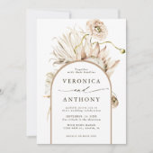 Invitation Tout en un Boho sauvage Protea Pampas Mariage en h (Devant)