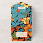 Invitation Tout En Un Boho Seventies Mariage Floral rétro (Dehors)