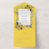 Invitation Tout En Un Boho Sunflower Sage Mariage de verdure (À l'intérieur)