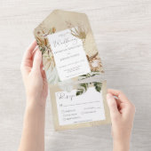 Invitation Tout En Un Boho Tan Floral Grass Dîner (Déchirure)