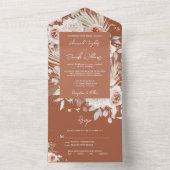 Invitation Tout En Un Boho Terracotta Floral rustique avec Mariage RSVP (À l'intérieur)