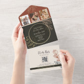 Invitation Tout En Un Boho Terracotta Mariage noir et blanc (Déchirure)