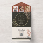 Invitation Tout En Un Boho Terracotta Mariage noir et blanc (À l'intérieur)