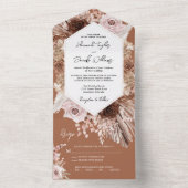 Invitation Tout En Un Boho Terracotta Pampas Grass avec Mariage RSVP (À l'intérieur)