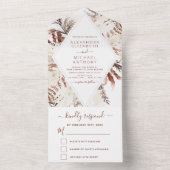 Invitation Tout En Un Boho Terracotta Pampas Grass Mariage beige (À l'intérieur)