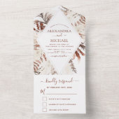 Invitation Tout En Un Boho Terracotta Pampas Grass Mariage beige (À l'intérieur)
