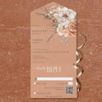 Boho Terracotta Pêche & Crème Floral QR Code