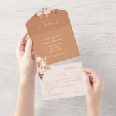 Invitation Tout En Un Boho Terracotta Peonies Tous en un mariage Inviter (Déchirure)