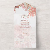 Invitation Tout En Un Boho Terracotta Rose Pampas Grass Mariage Floral (À l'intérieur)