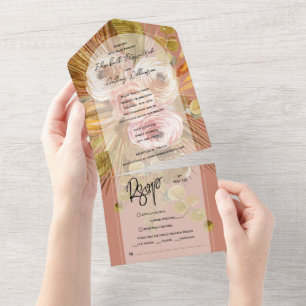 Invitation Tout En Un Boho Tropical Floral Arch Terracotta Mariage