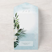 Invitation Tout En Un Boho Tropical Green Diner Aqua Moderne (Dehors)