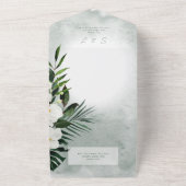Invitation Tout En Un Boho Tropical Green Dîner Photo Moderne (Dehors)