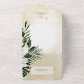 Invitation Tout En Un Boho Tropical Green Sable Moderne Pas de Dîner (Dehors)
