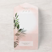 Invitation Tout En Un Boho Tropical Greenery Pink Blush QR Code (Dehors)
