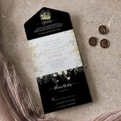 Invitation Tout En Un Boho vert Fleur sauvage noir Mariage