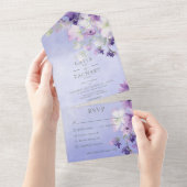 Invitation Tout En Un Boho violet Floral Purple Dîner (Déchirure)