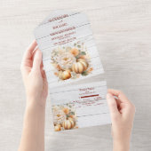 Invitation Tout En Un Boho White and Gold Parties scintillant Citrouille (Déchirure)