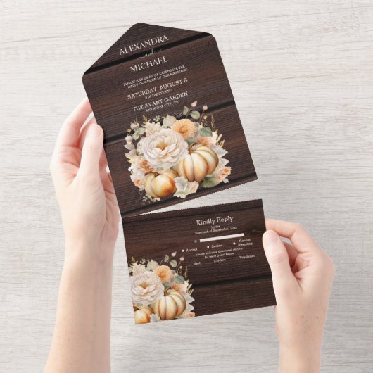 Invitation Tout En Un Boho White and Gold Parties scintillant Citrouille (Déchirure)