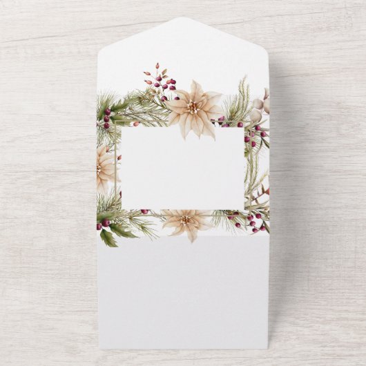 Invitation Tout En Un Boho Winter Greenerenergey Boughs Blanc QR Code (Dehors)