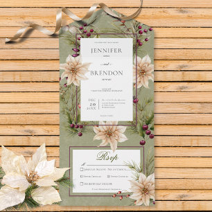 Invitation Tout En Un Boho Winter Greenerenergie Boughs Sage Green Dîner