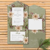 Invitation Tout En Un Boho Winter Greenerenergie Boughs Sage Green Dîner