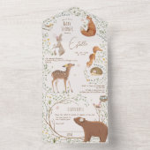 Invitation Tout En Un Bois Animaux Forêt Amis Baby shower couche (À l'intérieur)