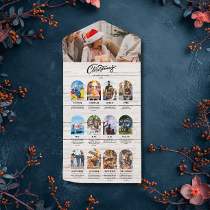 Invitation Tout En Un Bois année en revue Collage photo multiple Noël