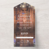 Invitation Tout En Un Bois Antler Chaîne Lumière Lavender Mariage (À l'intérieur)