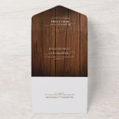 Invitation Tout En Un Bois de grange rustique Monogramme 2 Photo Mariage (Dehors)