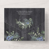 Invitation Tout En Un Bois foncé rustique Floral & Mariage de pin (Verso)